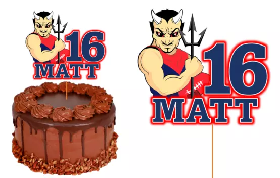 MELBOURNE DEMONS AFL CAKE TOPPER PERSONALISED GLOSSY CARDSTOCK ...