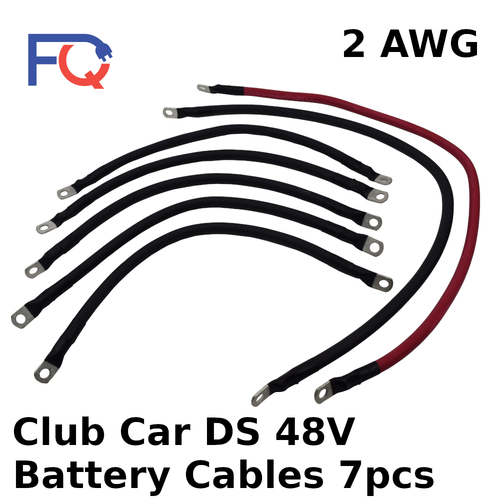 2 AWG Club Car DS 48 volts Golf Cart Battery Cables 7 pcs set 2 gauge U