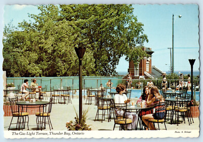 Thunder Bay Ontario Canada Postcard The Gas Light Terrace Swimming Pool c1950's