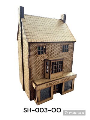 'OO' Gauge Georgian Shop 3-stöckiges Laserschneidset. Modelleisenbahn.