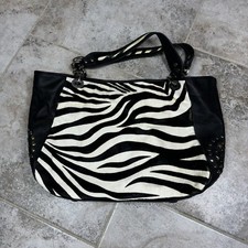 Sharif ZEBRA Print SATCHEL Animal Print Handbag CALF Hair LEATHER Black/White