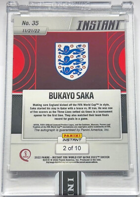 BUKAYO SAKA SIGNED ENGLAND FIFA WORLD CUP QATAR PANINI INSTANT 2