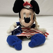 DISNEY Betsy Ross Blue Minnie Mouse American Flag Plush Doll Toy W/ Tag 8in