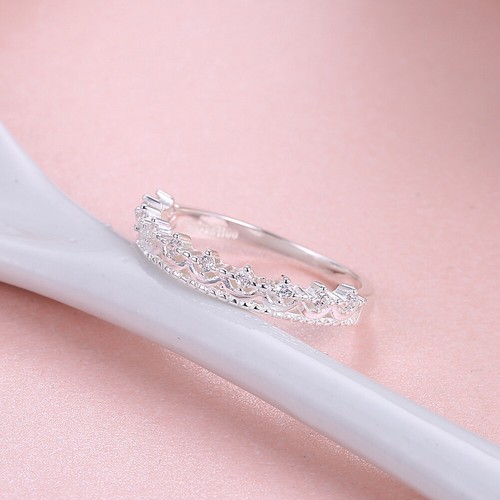 Nuevo Anillo Genuino Plata Esterlina 925 Cristal Boda Compromiso Banda Estilo Corona - Imagen 3 de 6