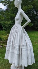 CIVIL WAR 1860  S WHITE COTTON SKIRT W RUFFLED BOTTOM 