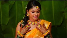 Women fashion flower  earrings tika bracelets necklace haldi mehandi babyshower