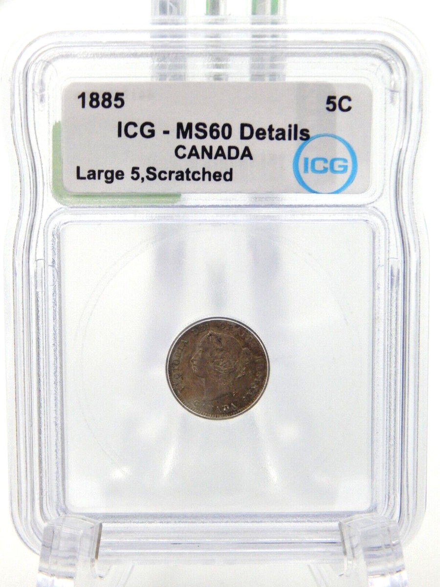 1885 Canada 5 Cent Piece Coin Nickel - ICG Graded MS60 - DETAILS