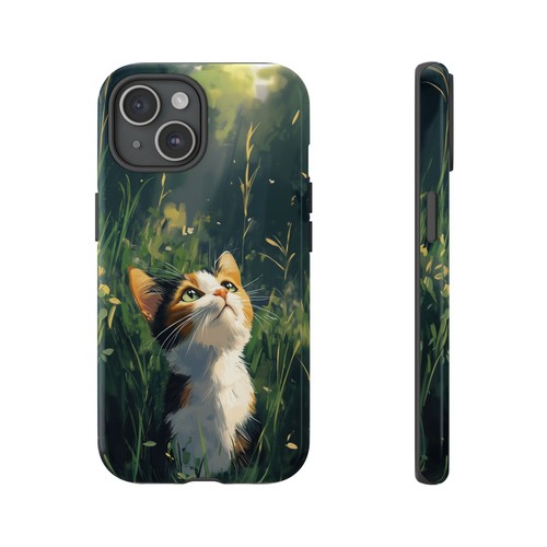 Calico Kitty Cat Grass Field - Phone Ink Cover Case for iPhone, Galaxy, Pixel - 第 34/281 張圖片