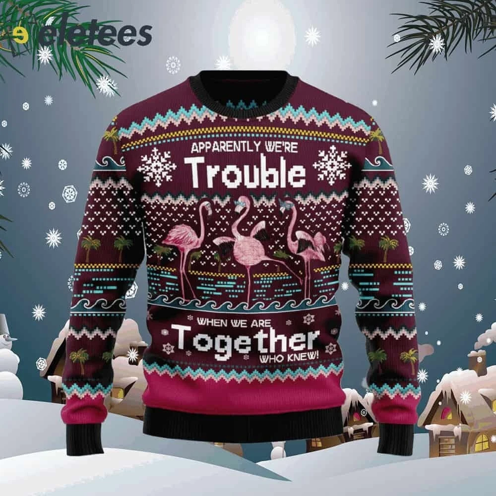 Flamingo Trouble Ugly Christmas Sweater EV2K0SPG