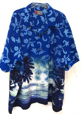 PINEAPPLE CONNECTION Men's Big & Tall Hawaiian Shirt Size 3XB Blue 