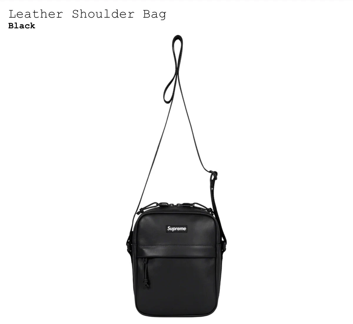 Supreme Leather Shoulder Bag| Black| FW23| AUTHENTIC