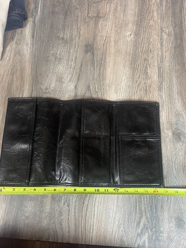 BCBG MAXAZRIA BLACK LEATHER FOLDING TRAVEL CASE WALLET SIZE 6x9 - Picture 11 of 11