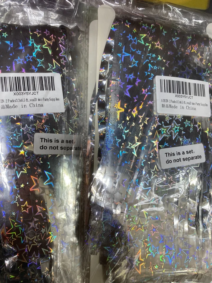 Lote de 5 pancartas de fiesta de Halloween 73 x 43 pulgadas + paquete de cortinas doradas de 3,3 x 6,6 pies Foto 2 de 4