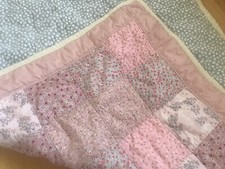 Baby Blanket Quilt Cotton Patchwork Pink Calico New Handmade