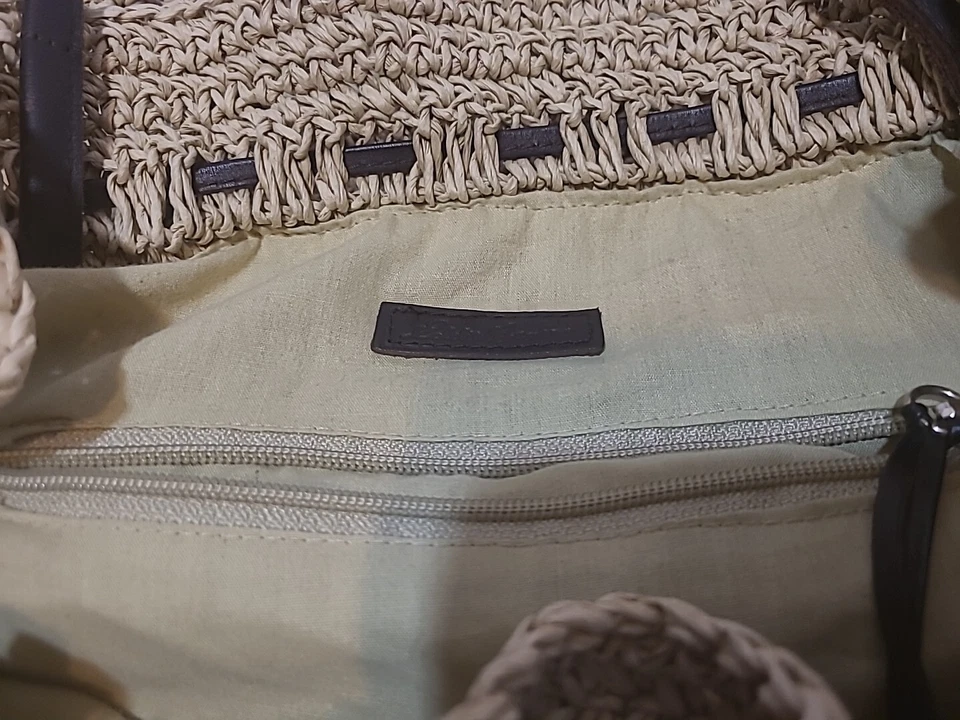 Vtg Hobo Seagrass Rafia Drawstring Bucket Bag Boho Retro Tote Coastal Vacation - Image 4 of 4