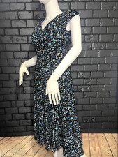 Jones New York Dress Sze 2 Petite Blue Floral V neck Sleeveless Dress