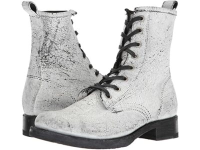 Frye Veronica Womens Combat Boots Booties Crackled Distressed Leather and 