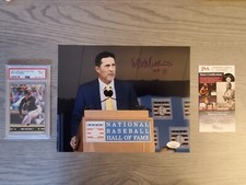 PSA 9 1991 MIKE MUSSINA LEAF GOLD ROOKIES CARD & SIGNED HOF INDUCTION PHOTO JSA