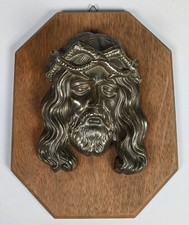 Porträt-Relief, Jesus Christus mit Dornenkrone, Messing, deutsch, 20. Jh. #BA665