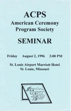  American Ceremony Program Society Seminar #3048 Blue Jay @ AMERICOVER '96  