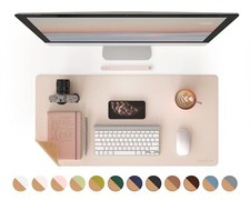 Dual-Sided Mouse Pad, Natural Cork  PU Leather Large Desk Pad for Office and...