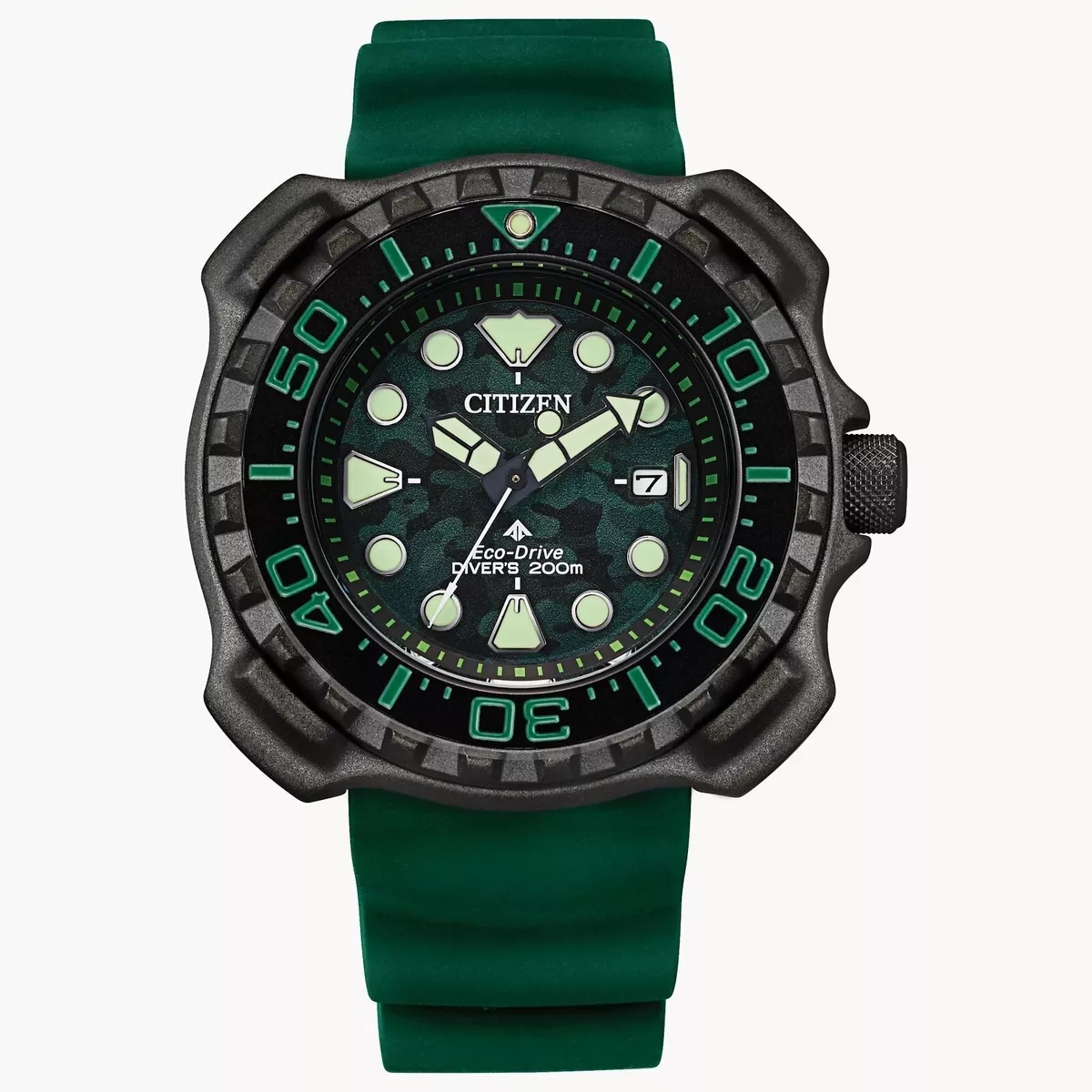 Citizen Promaster Eco-Drive Men's Calendar Green Poly Band 47mm Watch  BN0228-06W