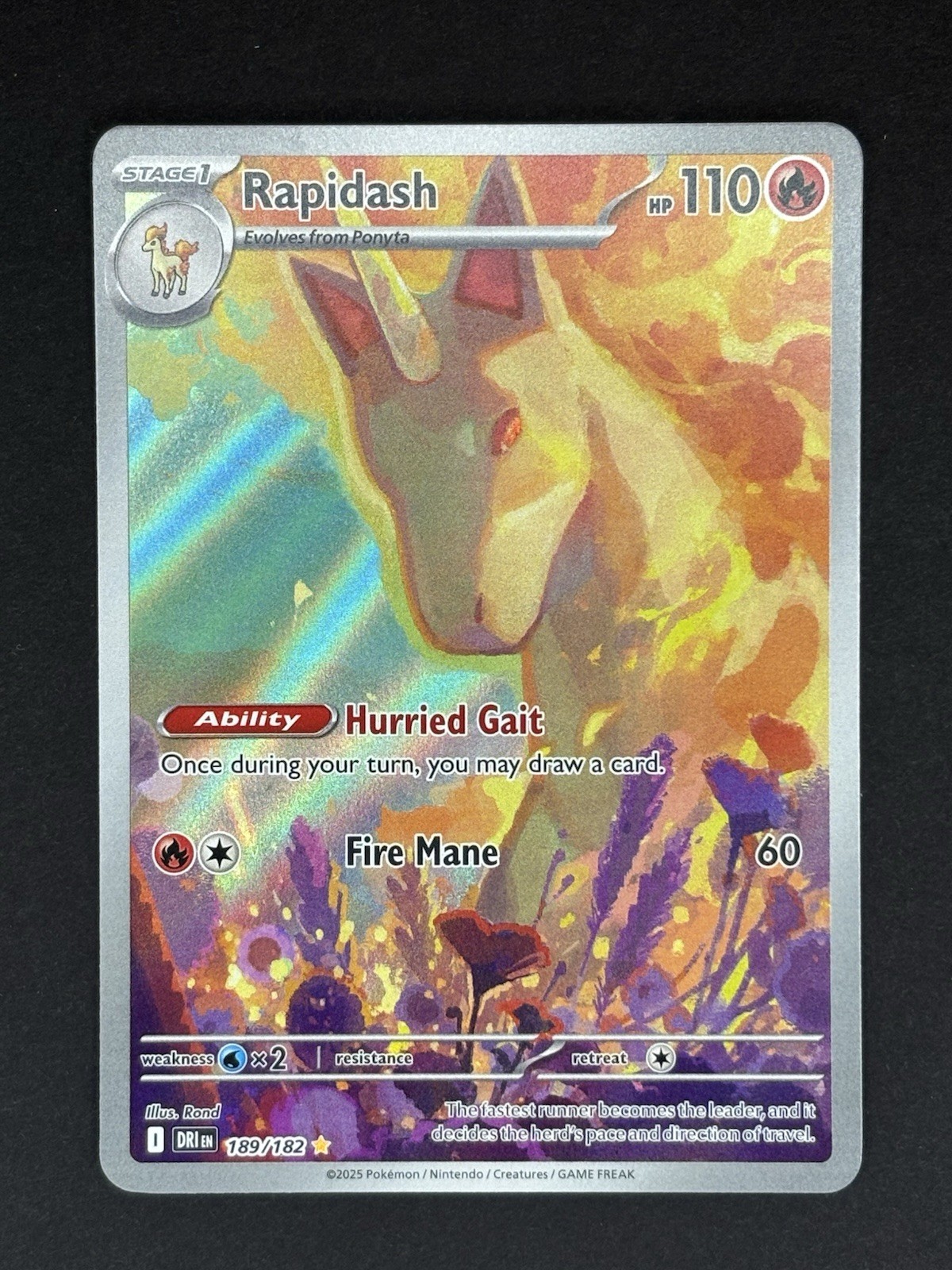 Pokémon TCG Rapidash Illustration Rare-189/182 - SV10: Destined Rivals Near Mint