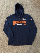 Navy Blue Nike Denver Broncos Drifit Thermafit Pullover Hoodie Men s Size Large