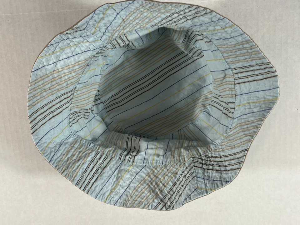 Sombrero de cubo reversible REI tostado y azul forro a rayas adulto unisex senderismo al aire libre Foto 3 de 4