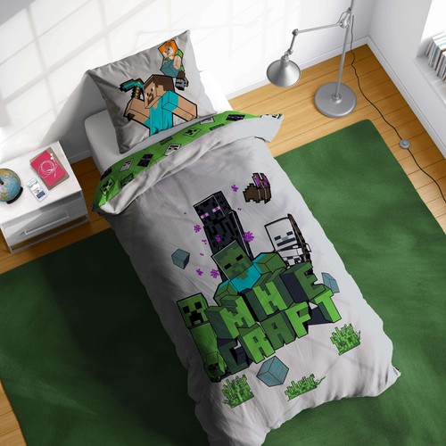 Minecraft "Build & Explore" Wende-Bettwäsche-Set 135x200 80x80 Baumwolle Bettset - Bild 4 von 5