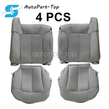Driver & Passenger Bottom & Back Leather Cover Gray For 99-02 GMC Yukon Sierra