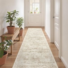 Restydon 2x8 Runner Rug Non Slip,Washable Hallway Runner Rug,Beige