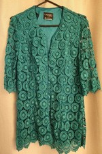 Vintage Casadei by Stitches Teal Crochet Lace Jacket Size 14 Made in Australia