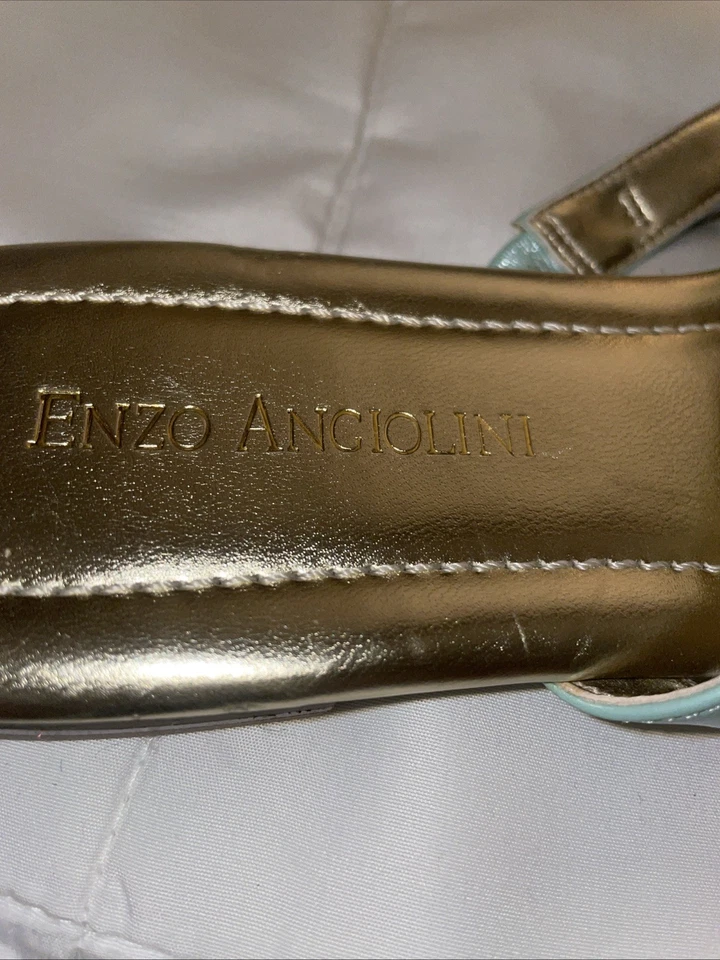 Enzo Angiolini teal Flip-Flop sandals New 8 stone, embellished, tiny rhinestones - Image 3 of 4