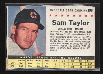 1961 Post Cereal (F278-33) #198 Sammy Taylor - Hand Cut - See Scans Set Break!