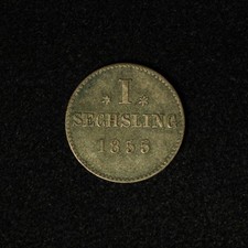 1855 German States, Hamburg, 1 Sechsling - Free Shipping USA