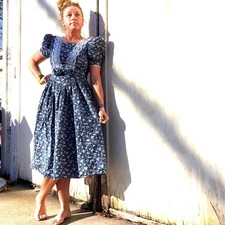 Vintage 80s 90s Gunne Sax Jessica McClintock floral lace cottagecore dress 9/10