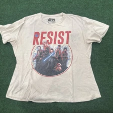 Star Wars RESIST Sequel Trilogy T-Shirt XL ThinkGeek Rey Finn BB-8 Chewie