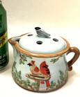 Mud Pie Cardinals & Robin Bird TeaPot Vase - Flower Frog With Four Holes In Lid — photo 4