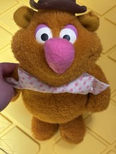 Vtg 1976 14" Fozzie Bear Plush Doll Jim Henson Muppet Fisher Price Toy Hat Fozzi