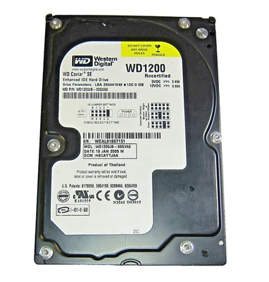 Genuine 120GB Western Digital Caviar SE WD1200JB-00GVA0 3.5" IDE / ATA HDD - Image 1 of 4
