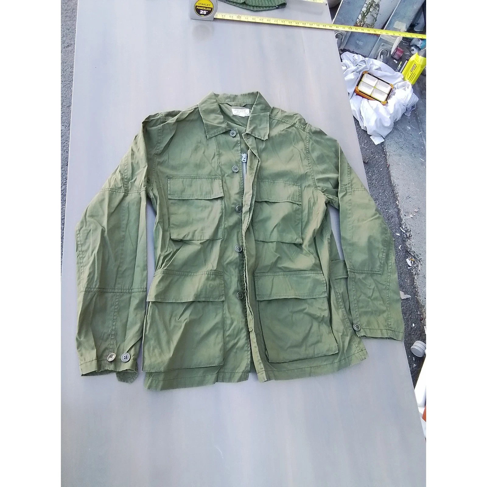 Wallace & Barnes Mens Olive Green Military Field Jacket Medium Utility Coat - product detail image 1
