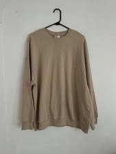H M Basic Women's Crew Neck Pullover Sweatshirt Solid Beige Long Sleeve XL NWT