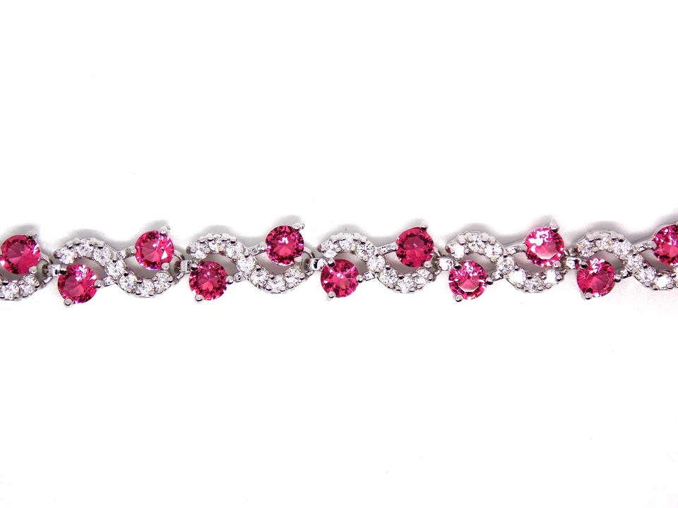 Silver Ruby & White Topaz 14.01ct Bracelet (Free Gift Box) - Image 3 of 4