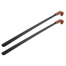 2Pcs 28in Shoe Horn Metal Leather Curved Handle Shoe Helper Black