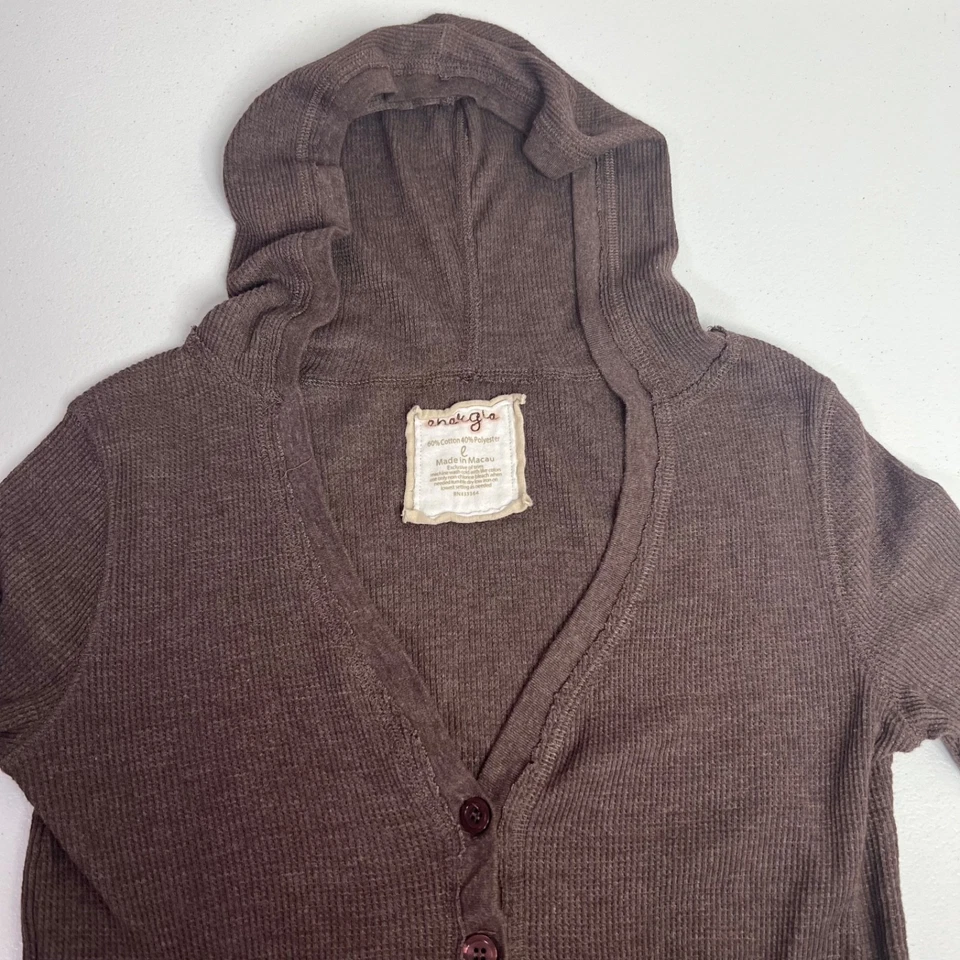 Sudadera con capucha recortada vintage Y2K Energie con botones para mujer L marrón bolsillo acanalado Foto 4 de 4