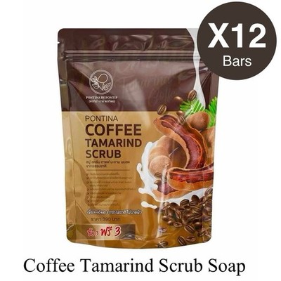 12 Bars Pontina Coffee Tamarind Scrub Soap Natural Exfoliating Body Cleanser 2Ps
