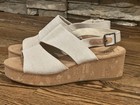 TOMS Women’s Beige Solid Strappy Sandals Ankle Strap Buckle Cork Wedge US 9.5 — photo 5