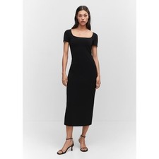 Mango Low-Cut Midi-Dress Black XXL