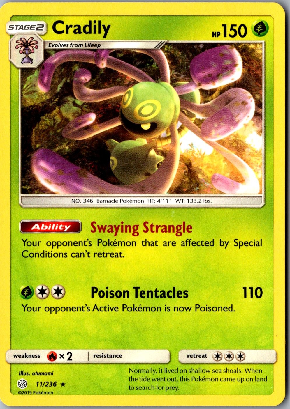 Cradily 11/236 Rare Cosmic Eclipse Lightly Played Pokemon Card TCG Single